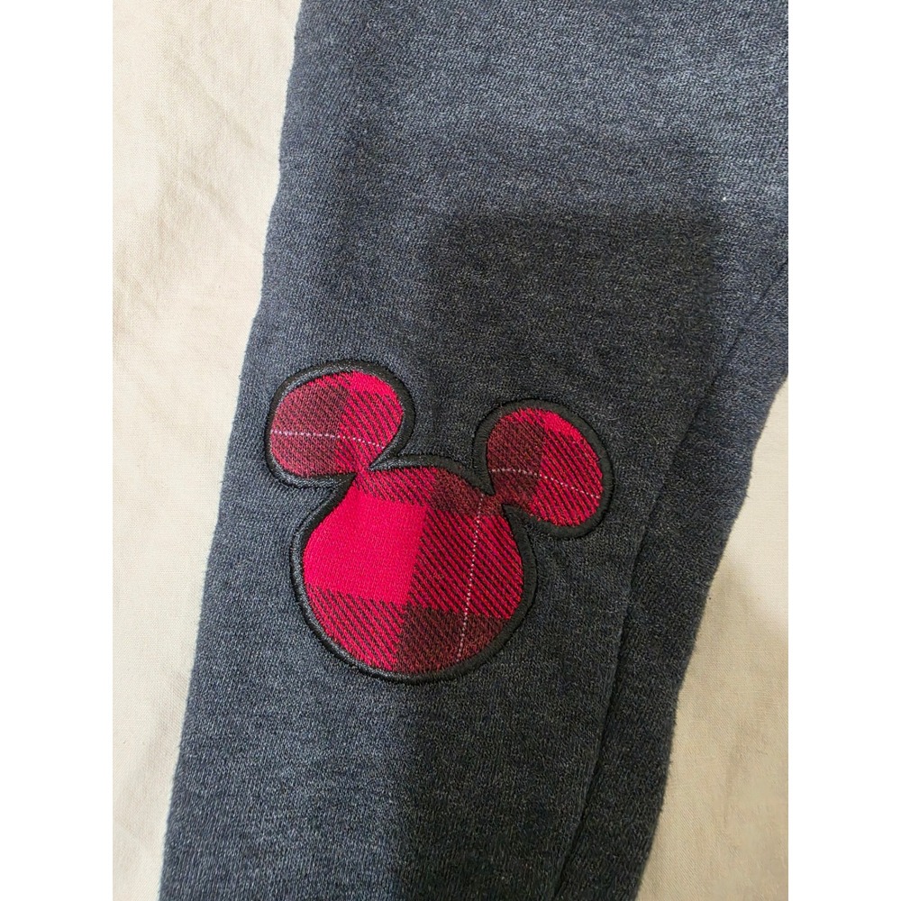 Disney Mickey Mouse Toddler Boys Charcoal Gray Plaid Knee Patch Joggers 2T - Picture 2 of 5